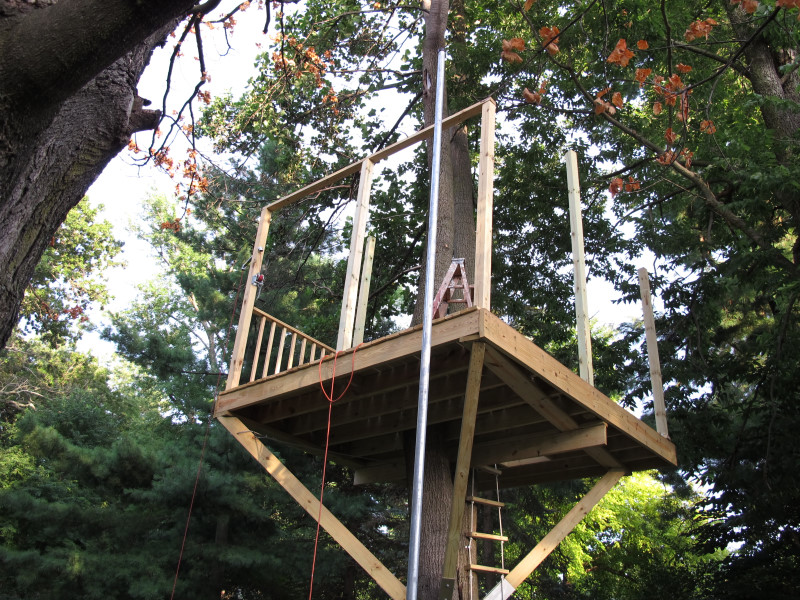 Daddy installed one of the 4 sections of railing as well as the winch